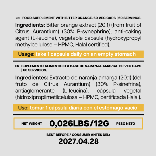 1 P-sinefrina Natural Beast 60 mg - 60 cápsulas veganas