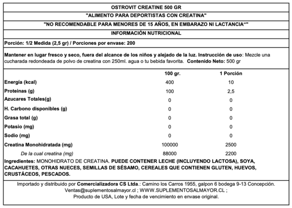 Creatina Monohidrato Ostrovit saco 500g